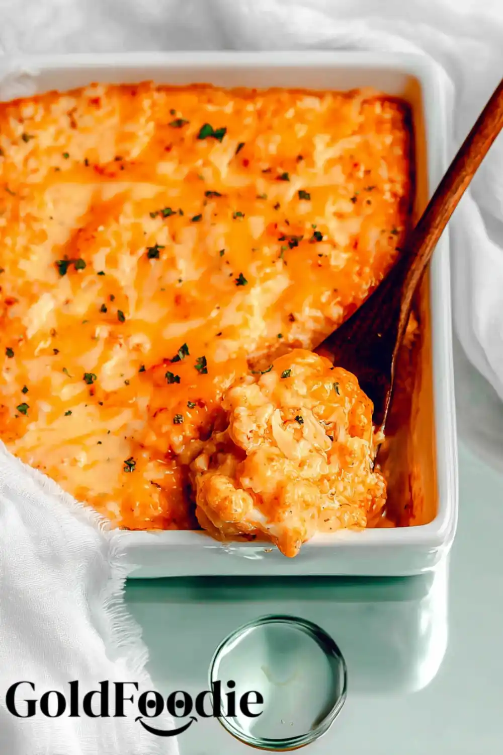 Scooping Creamy Buffalo Chicken Cauliflower Casserole Scooping Creamy Buffalo Chicken Cauliflower Casserole