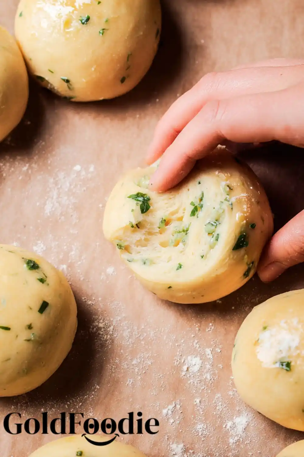 Shaping Garlic Herb Dough Balls Shaping Garlic Herb Dough Balls