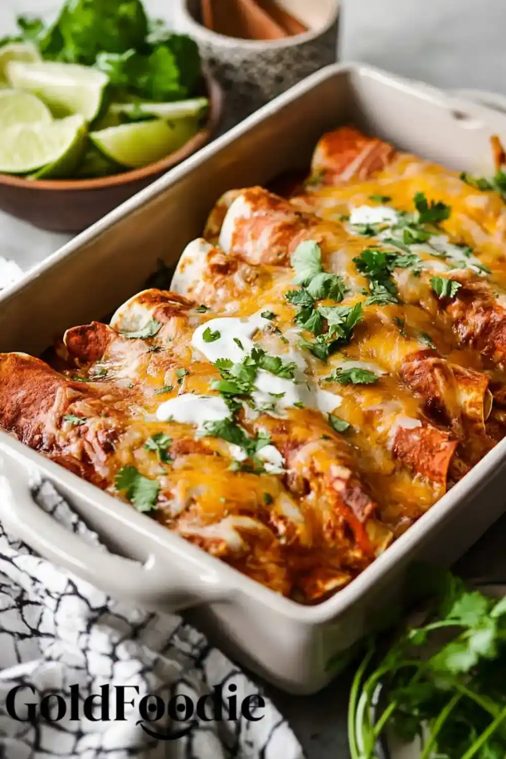 Side View of Baked Chicken Enchiladas Baked Chicken Enchiladas