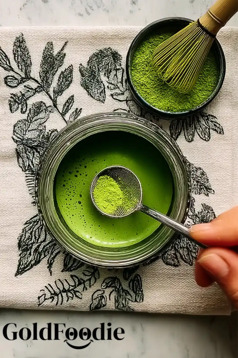 Sifting Ceremonial Grade Matcha Powder
