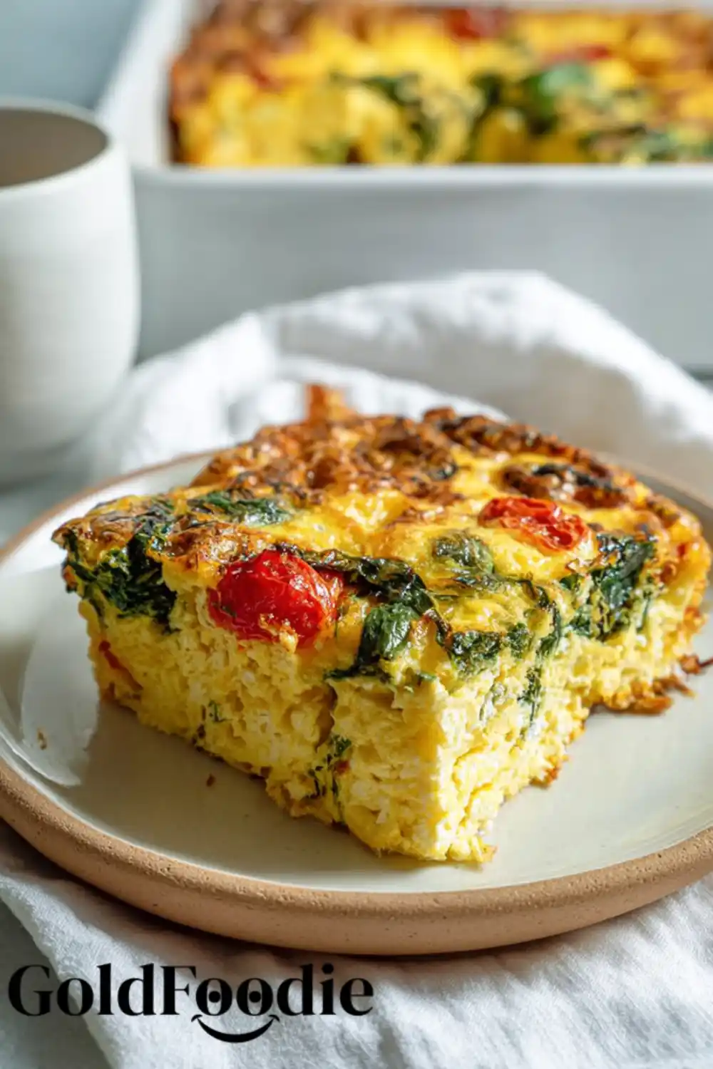 Slice of Cottage Cheese Egg Bake Casserole