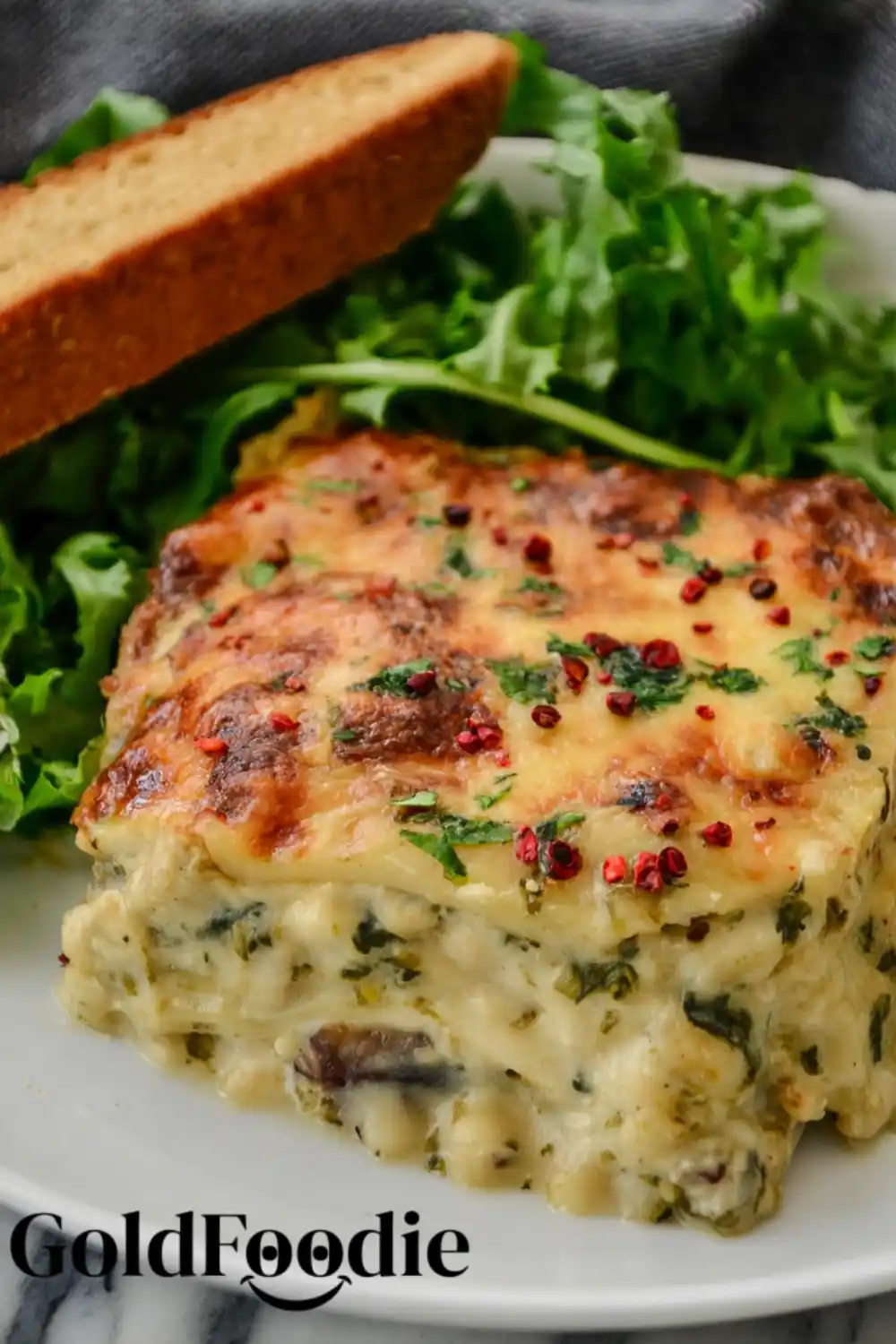 Slice of Loaded Veggie White Lasagna