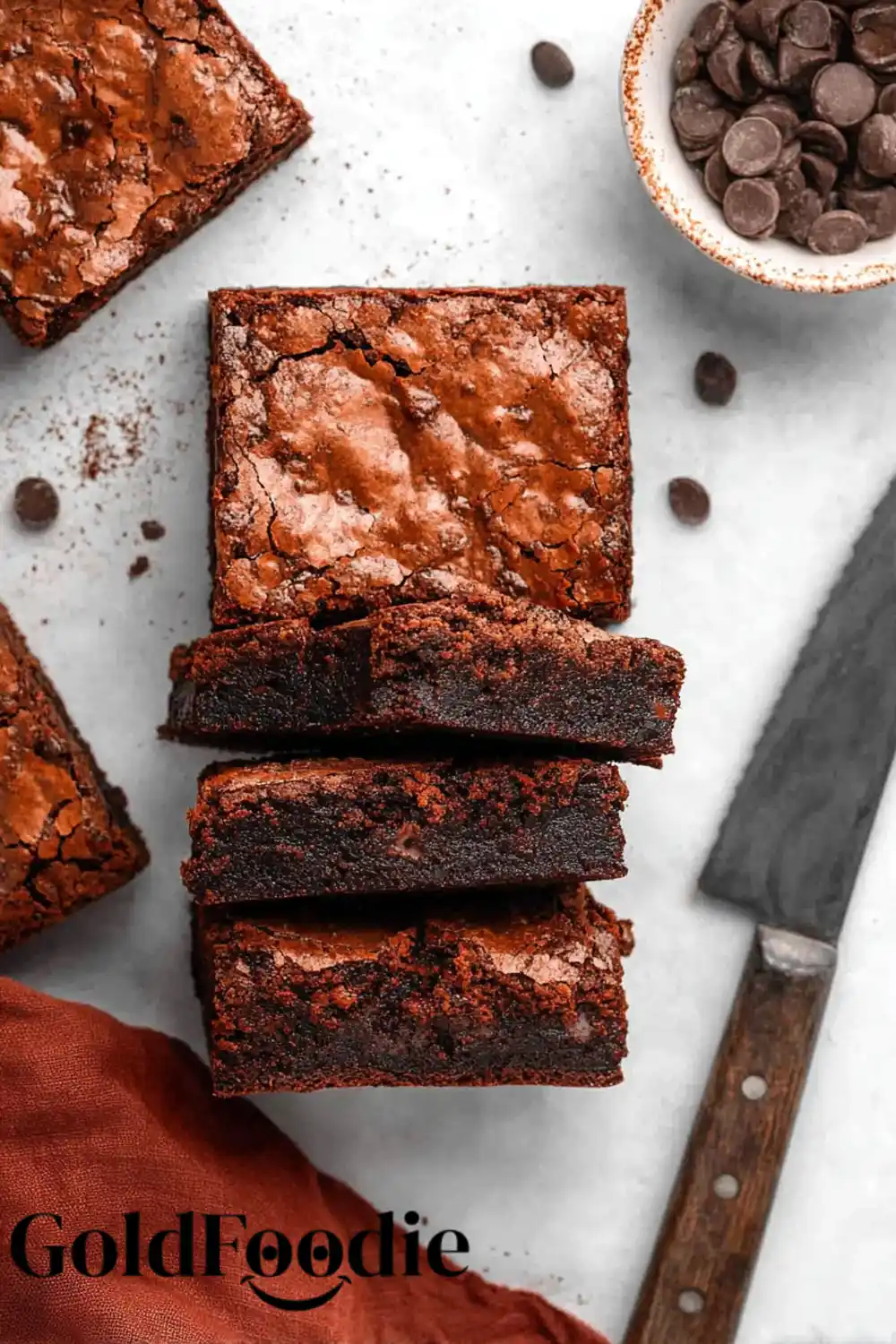 Sliced Fudgy Chewy Browkies (Overhead) Sliced Fudgy Chewy Browkies