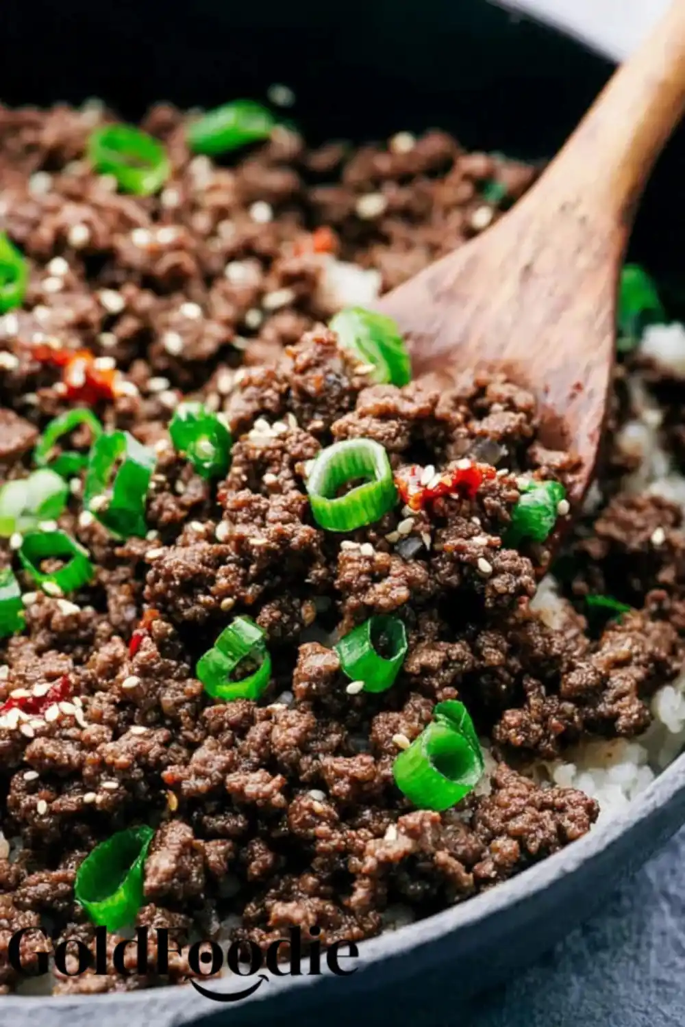 Spooning Korean Ground Beef onto Rice Perfect Korean Ground Beef Bowl