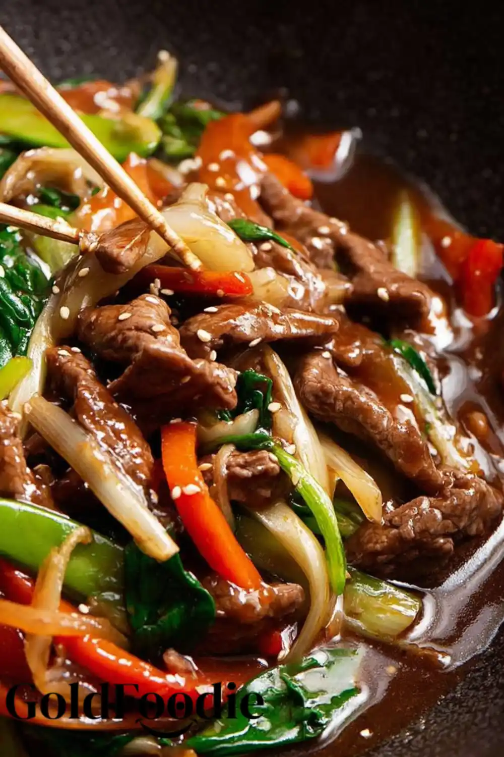 Asian Beef Stir-Fry with Chopsticks