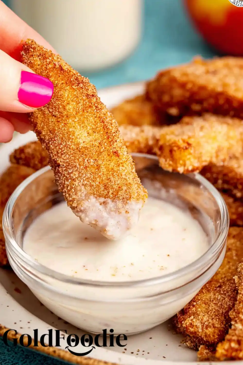 Tossing Apples in Cinnamon Sugar Mixture Air Fryer Apple Fries