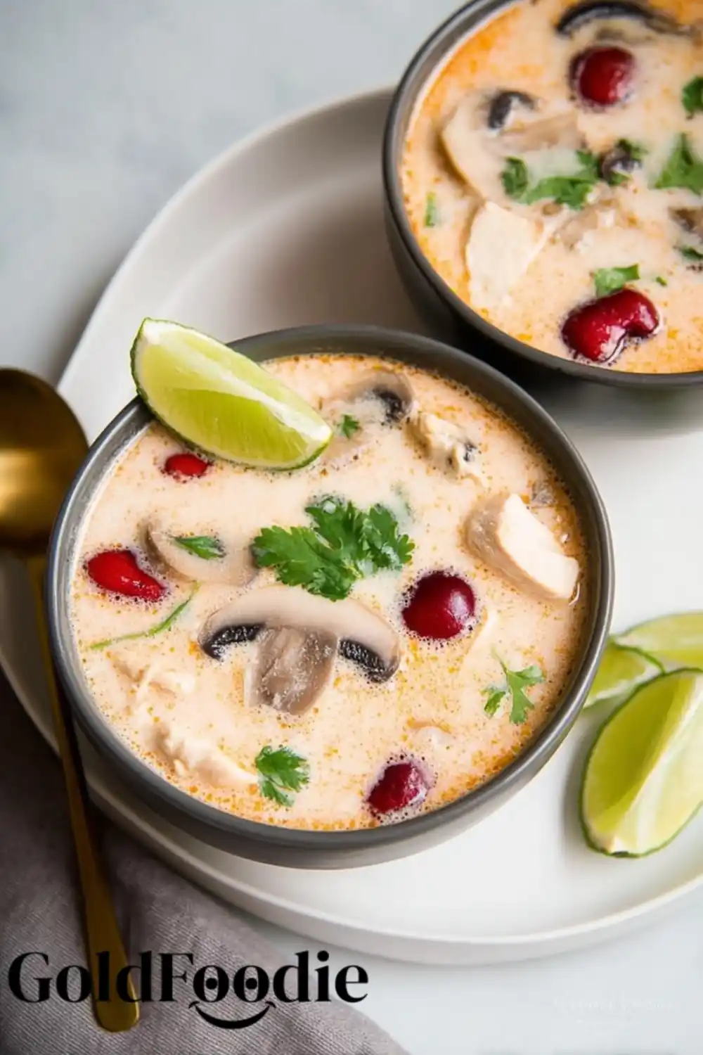 Two Bowls of Homemade Tom Kha Gai Homemade Thai Soup
