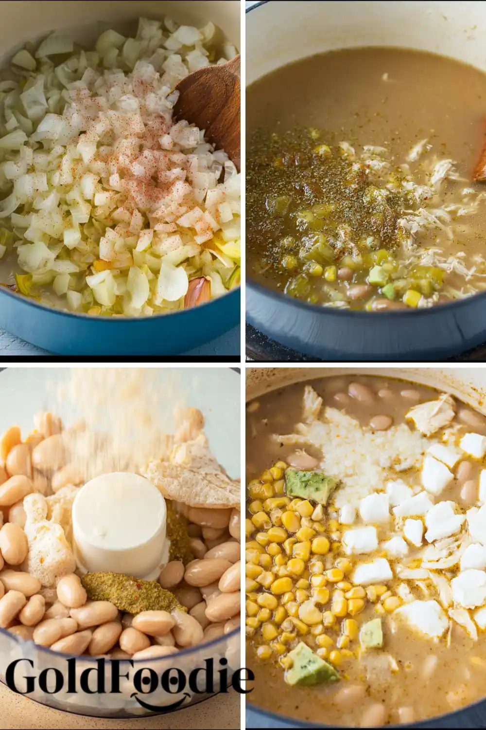 White Chicken Chili Process Shots Collage process of White Chicken Chili