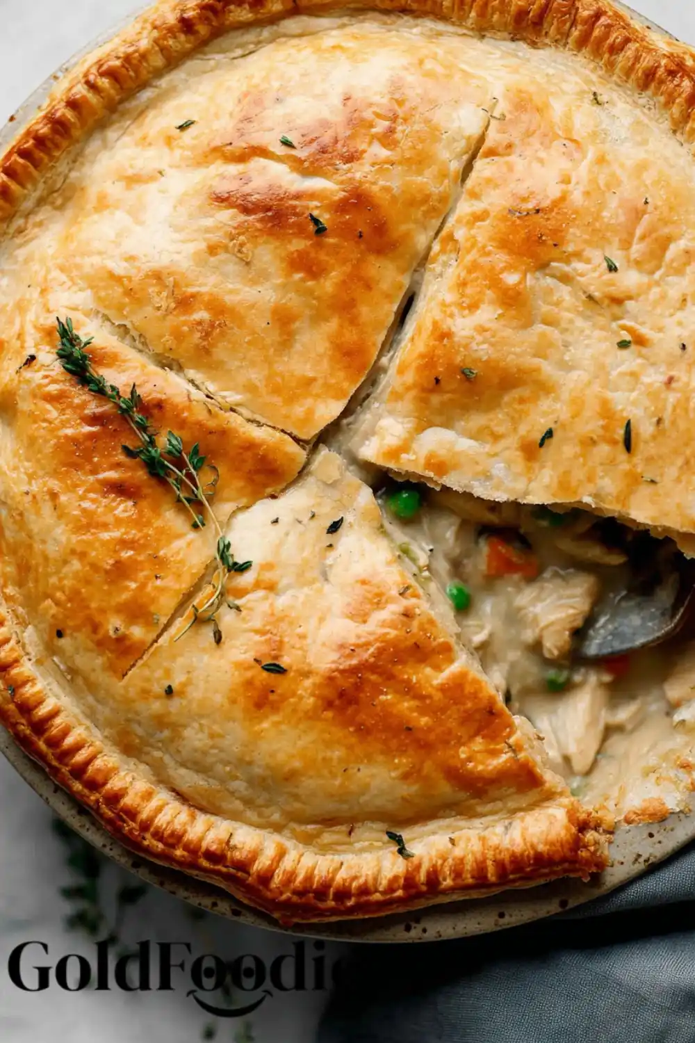 Whole Golden Baked Double Crust Chicken Pot Pie