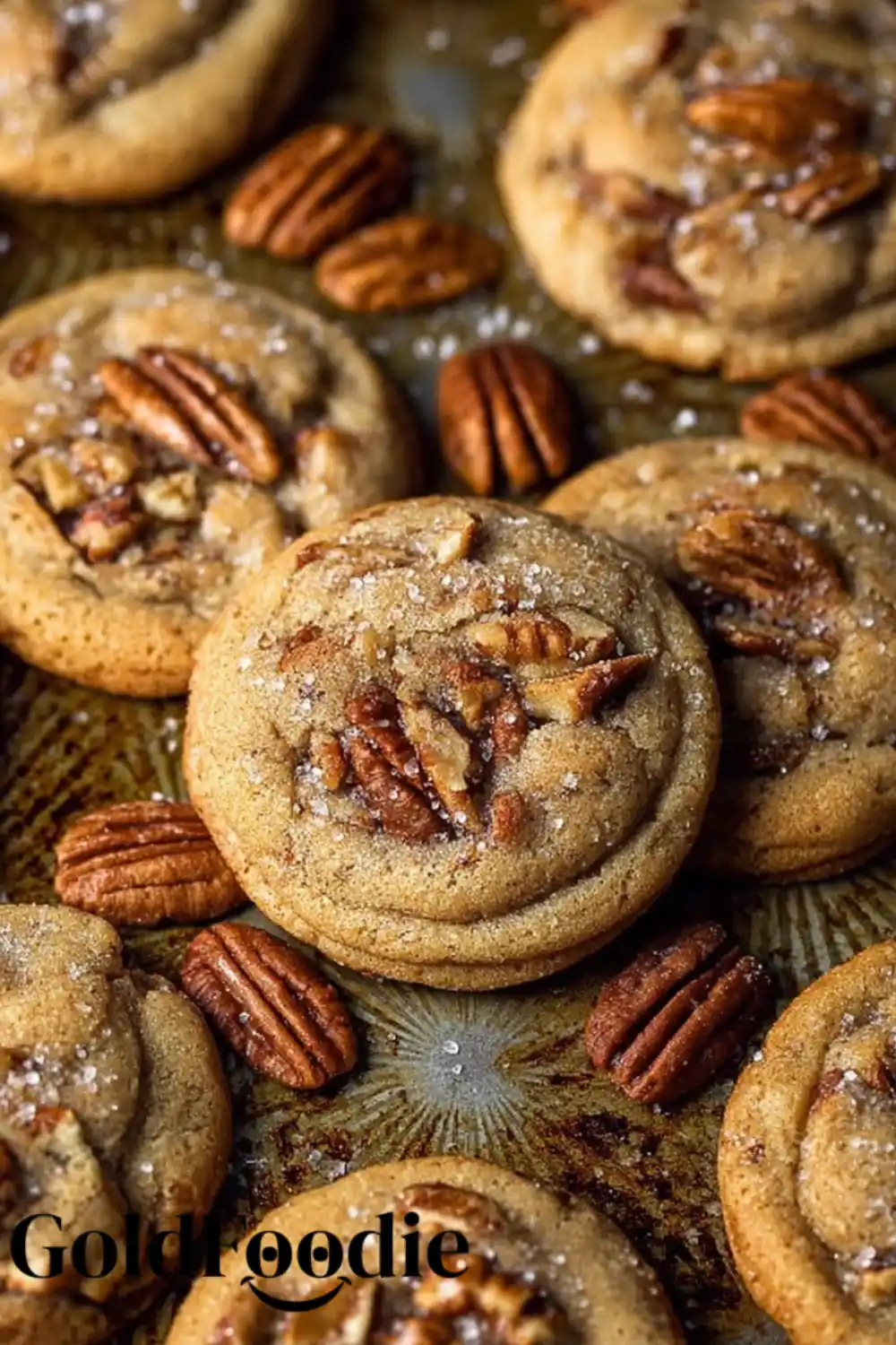 goldfoodie-chewy-butter-pecan-cookies-close-up the brown Butter Pecan Cookies