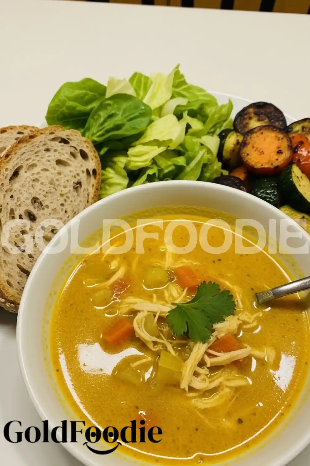 Anti-Inflammatory Turmeric Chicken Soup Bowl with Sourdough Anti-Inflammatory Turmeric Chicken Soup Bowl with Sourdough