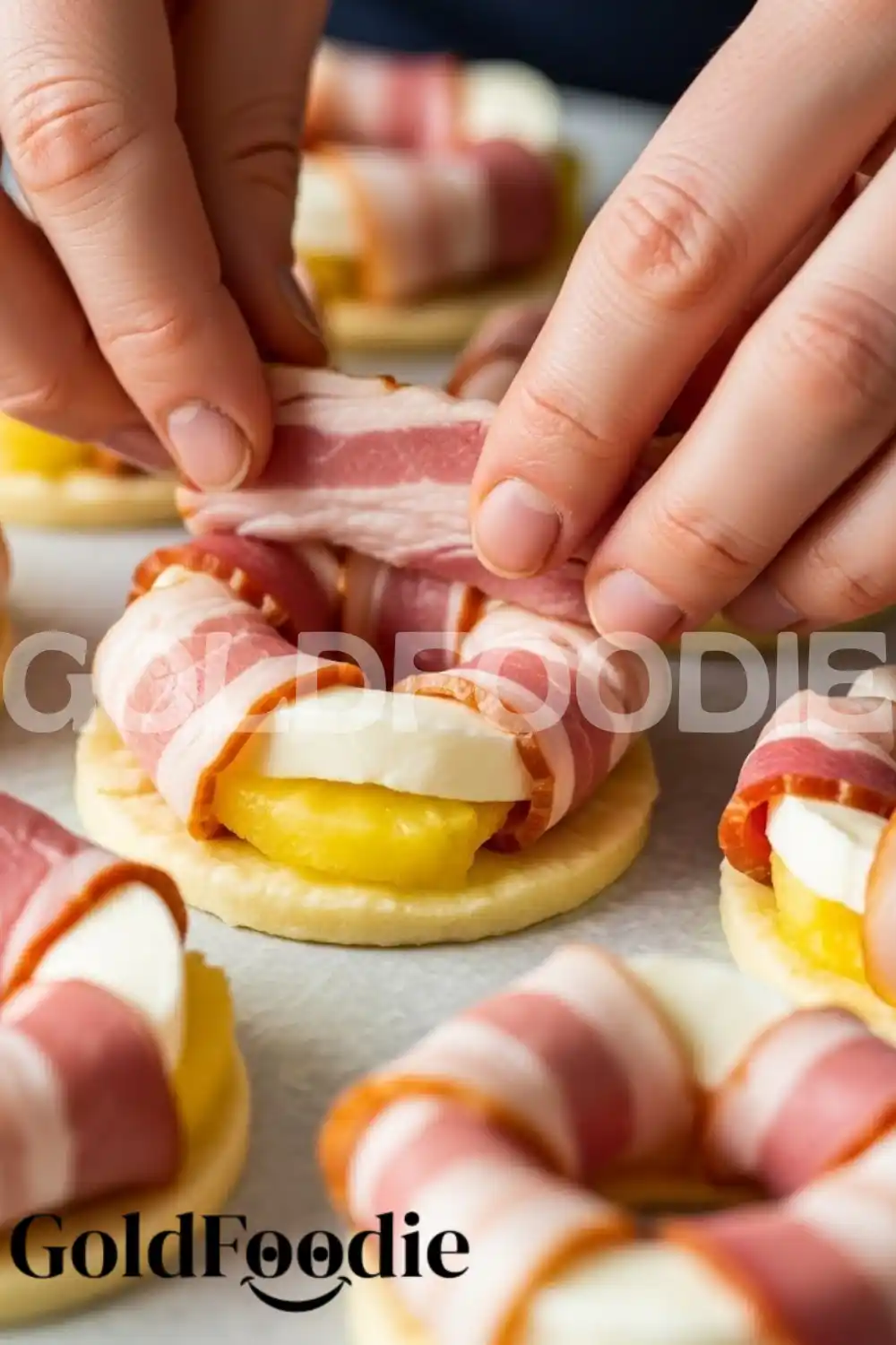 Assembling Bacon Wrapped Pineapple Mozzarella Rings