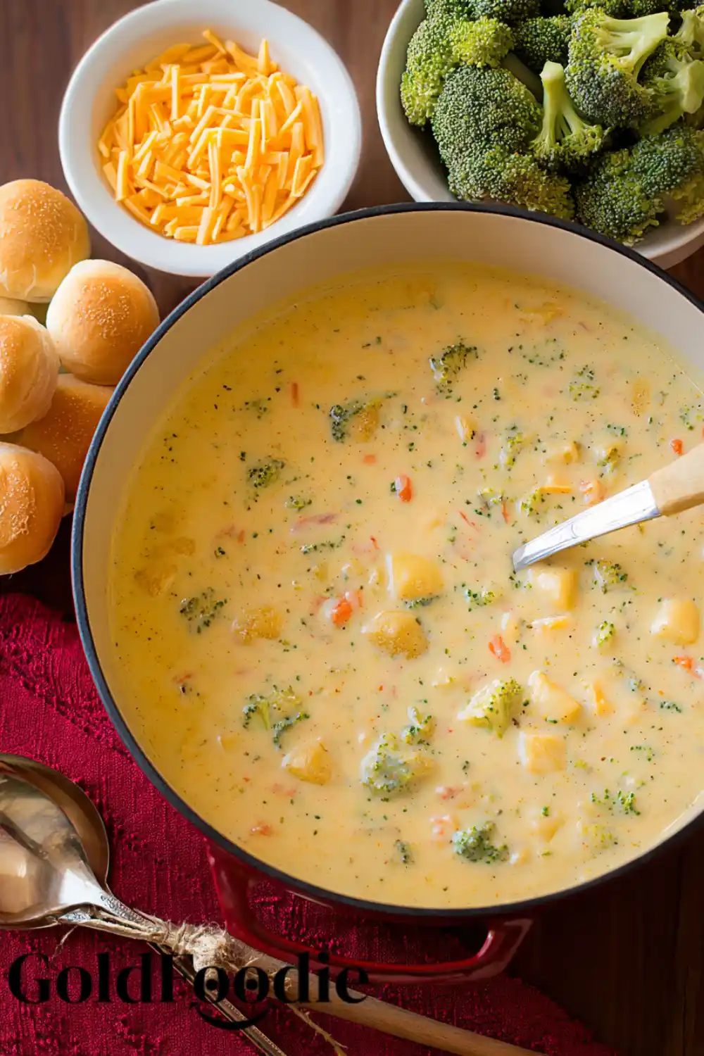 Broccoli Potato Cheese Soup with Sides