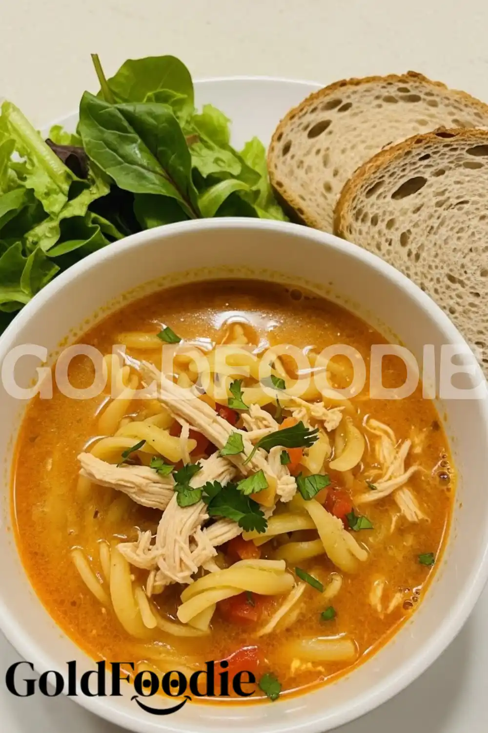 Buffalo Chicken Noodle Soup Close-Up