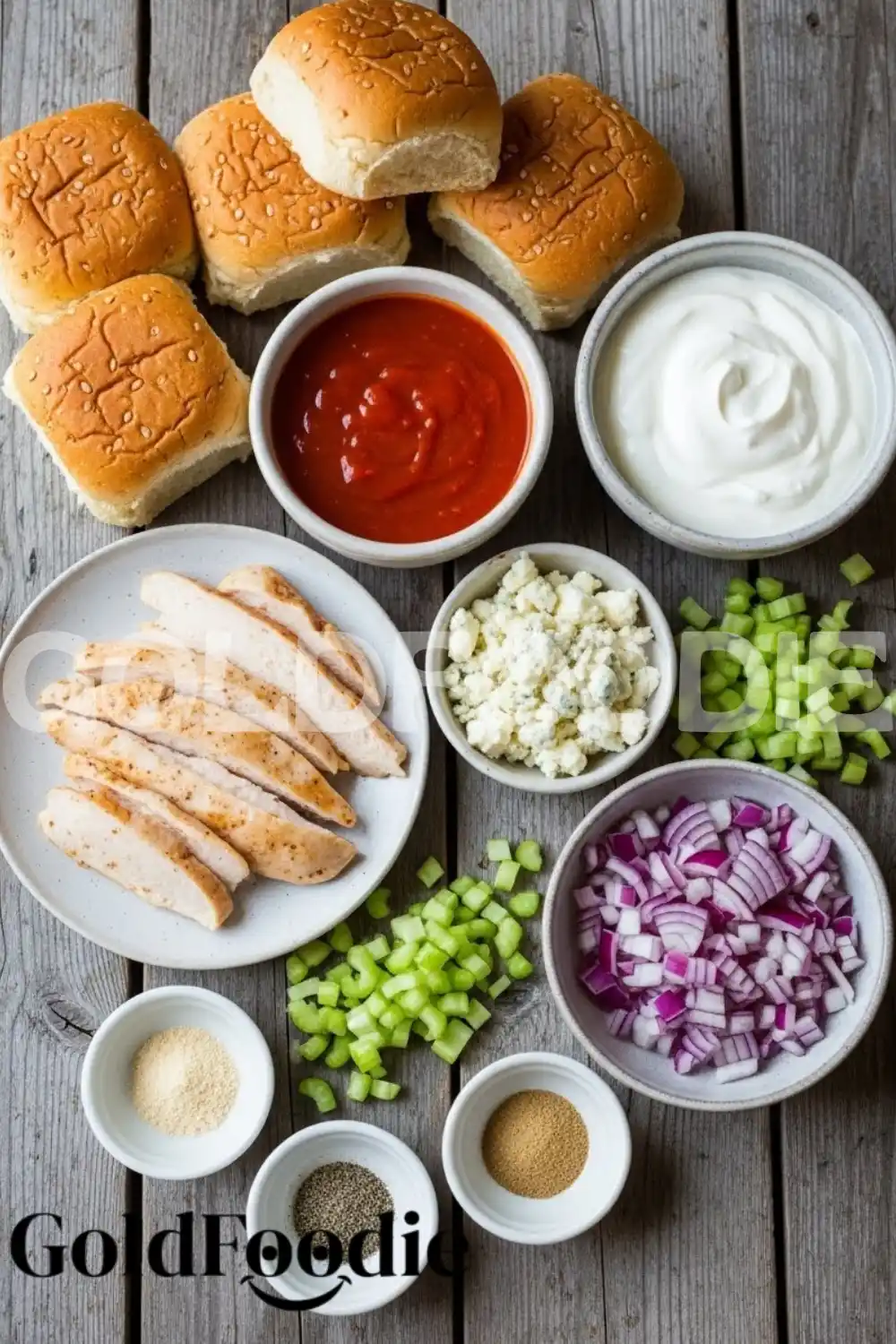 Buffalo Chicken Slider Ingredients Layout Buffalo Chicken Slider Ingredients Layout