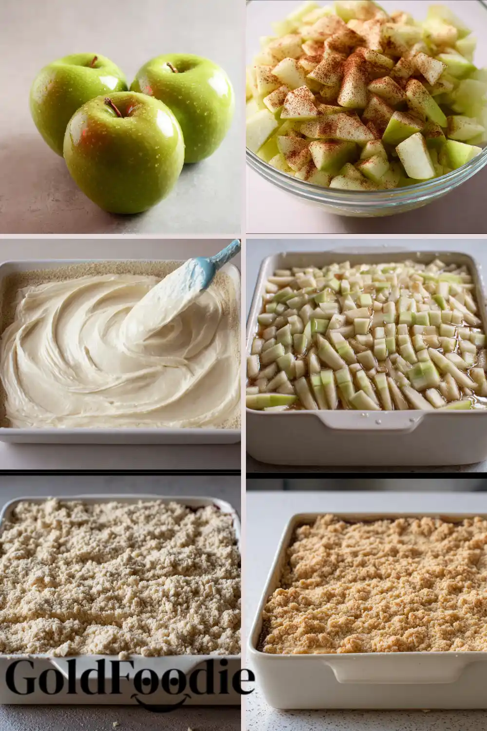 Caramel Apple Cheesecake Bars Recipe Process Grid