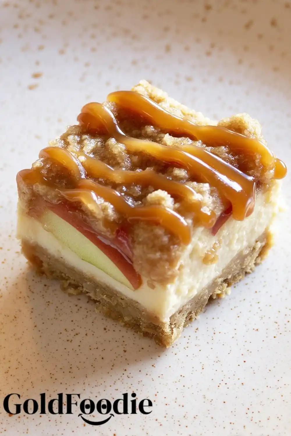 Caramel Apple Cheesecake Bar with Apple Slice