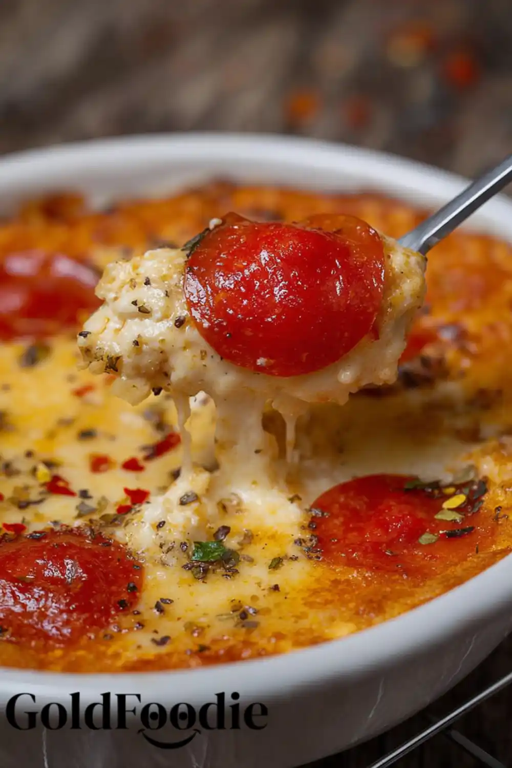 Easy Pizza Style Cottage Cheese Bake Scoop