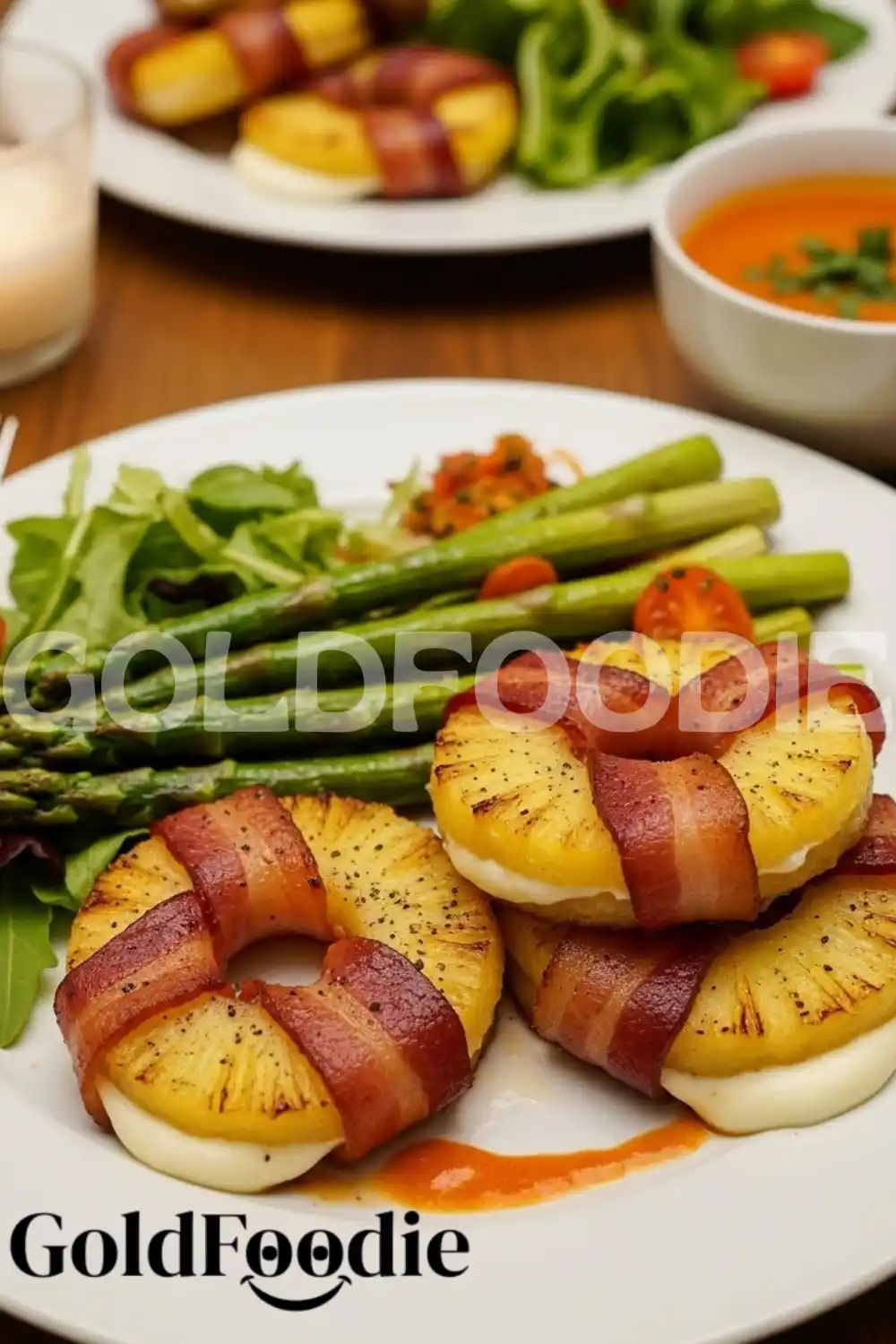 Close Up of Baked Pineapple Mozzarella Rings