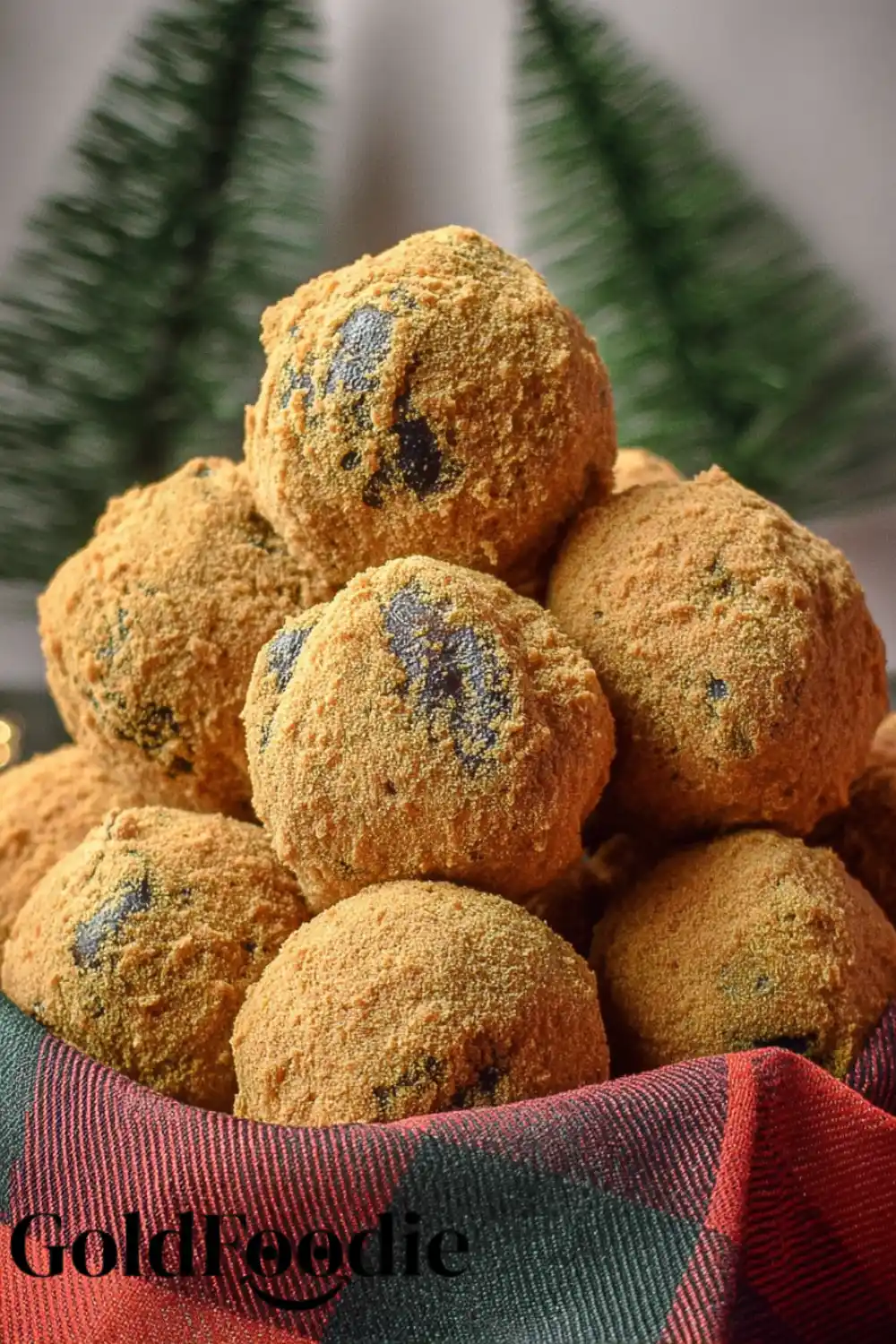 Close Vertical Stack of No-Bake Chocolate Bites No-Bake Moose Farts