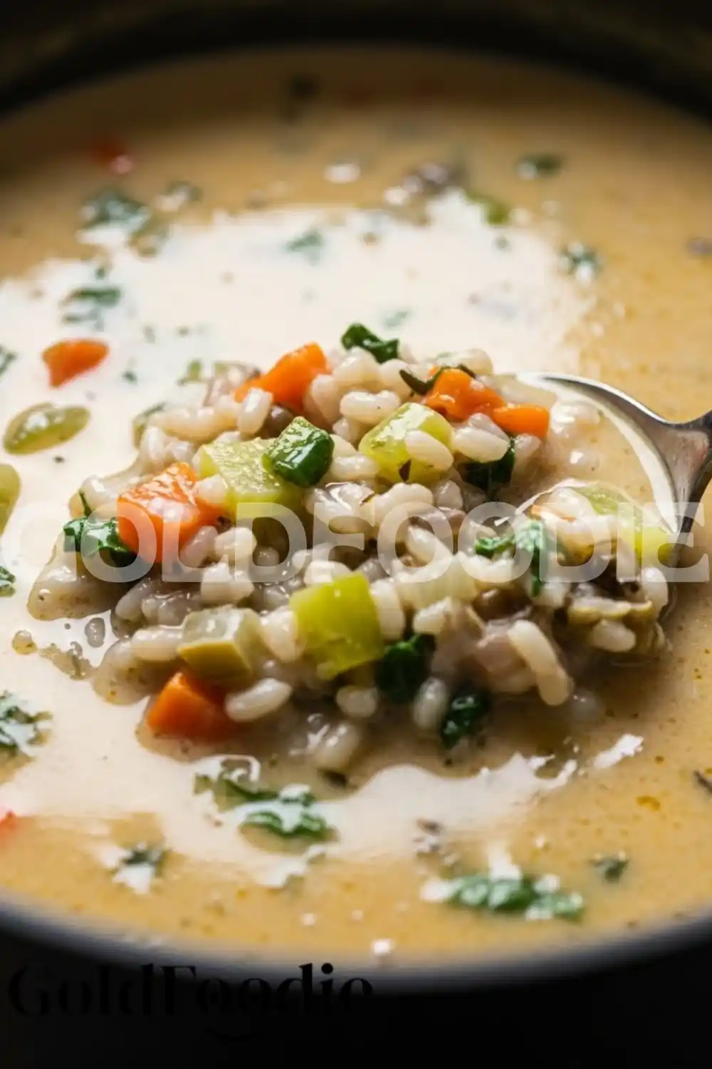 Creamy Autumn Wild Rice Soup Close-up