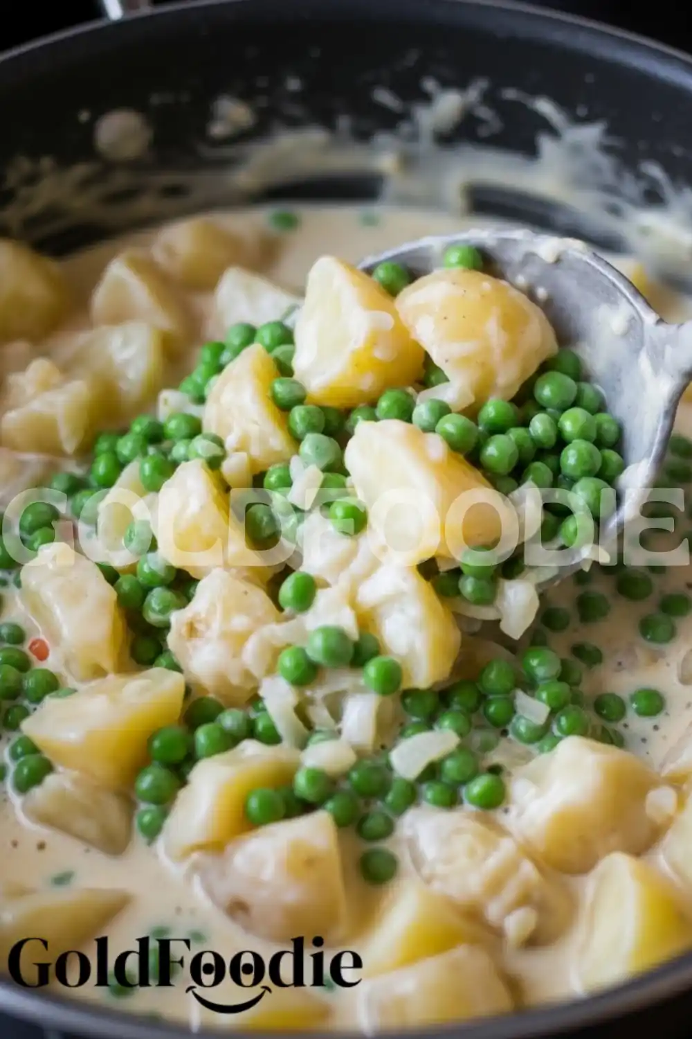 Creamy Peas and Potatoes Cooking
