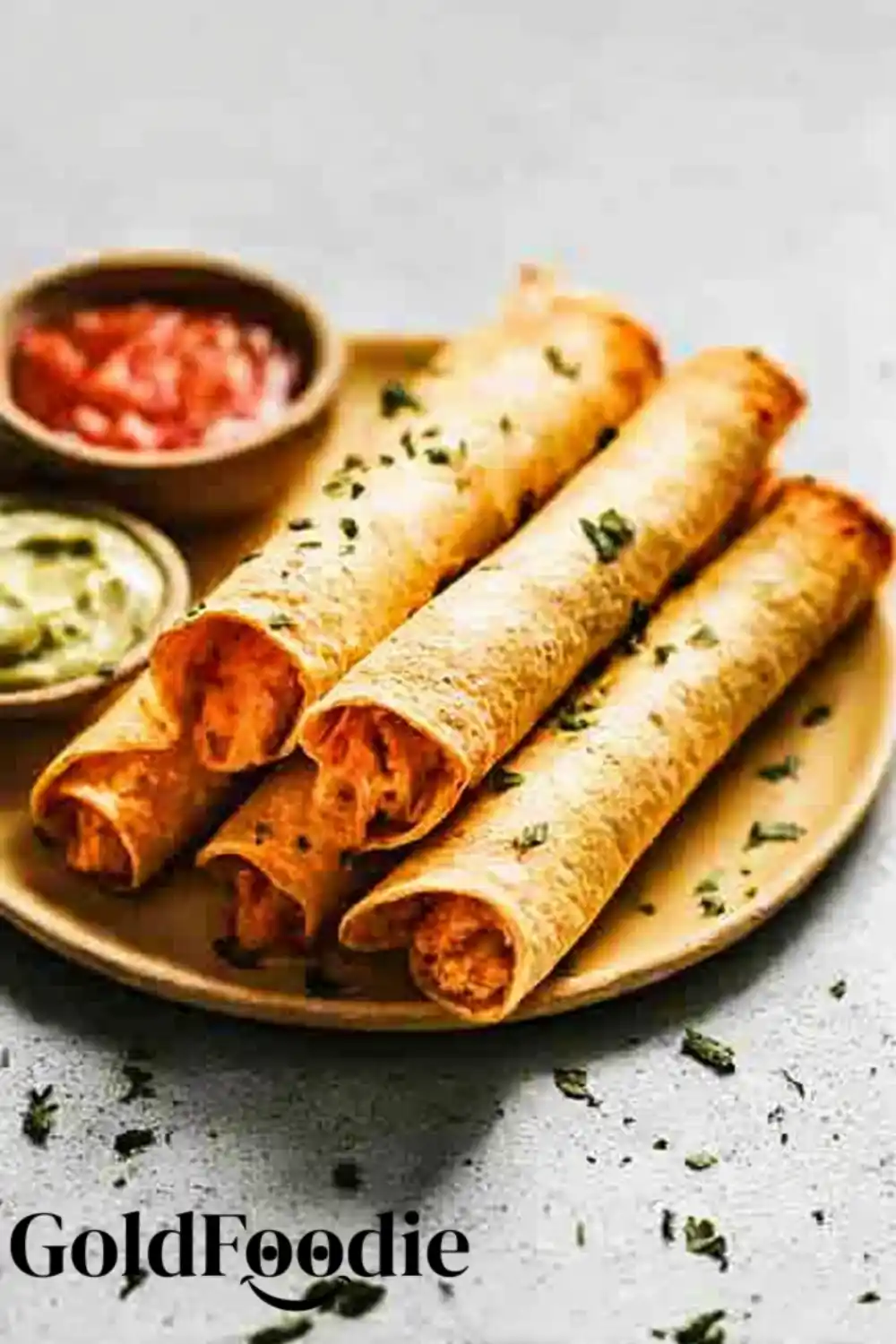 Crispy Chicken Taquitos with Dips Crispy Chicken Taquitos with Dips