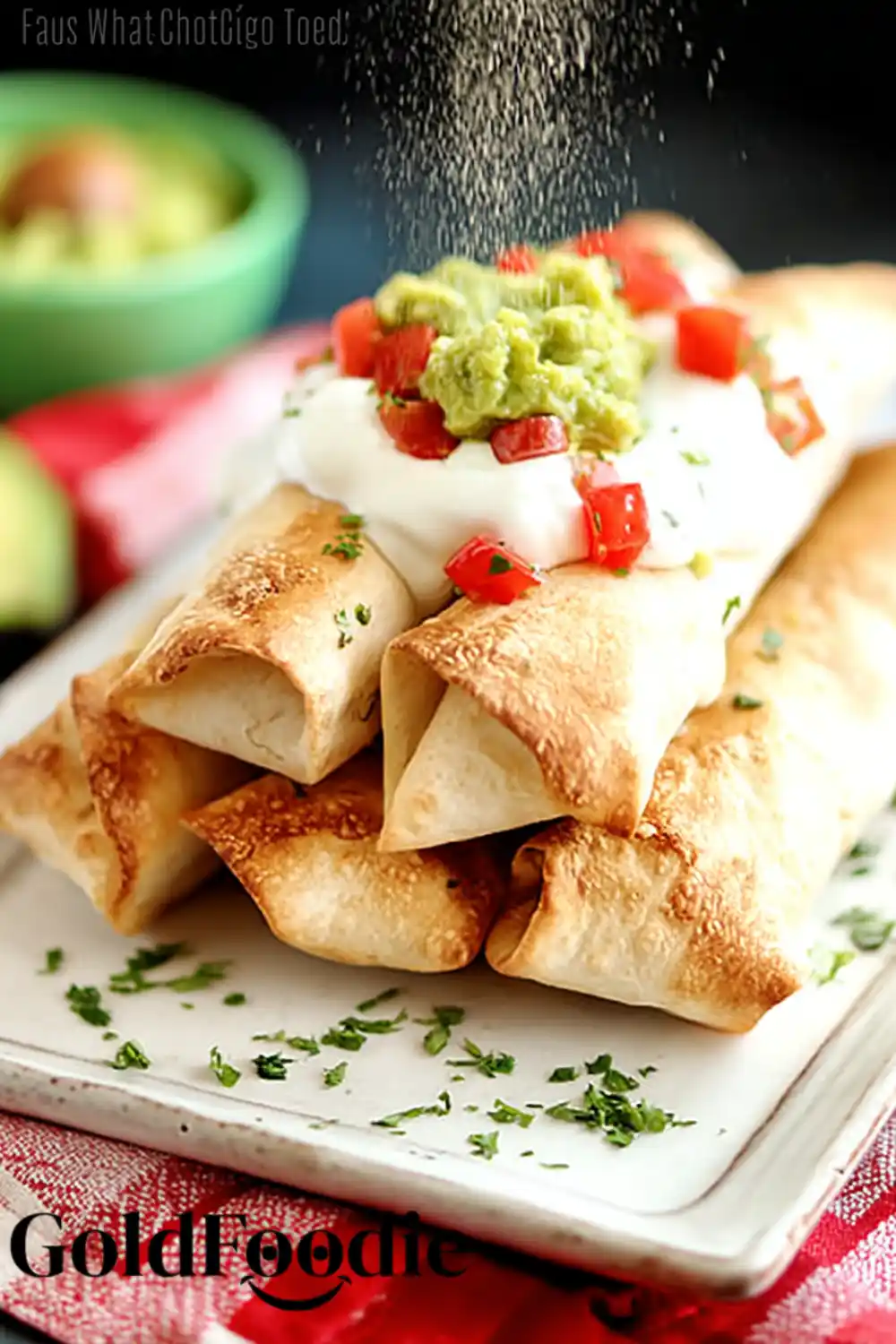 Crispy Chicken Taquitos with Guacamole and Cream Crispy Baked Chicken Chimichangas