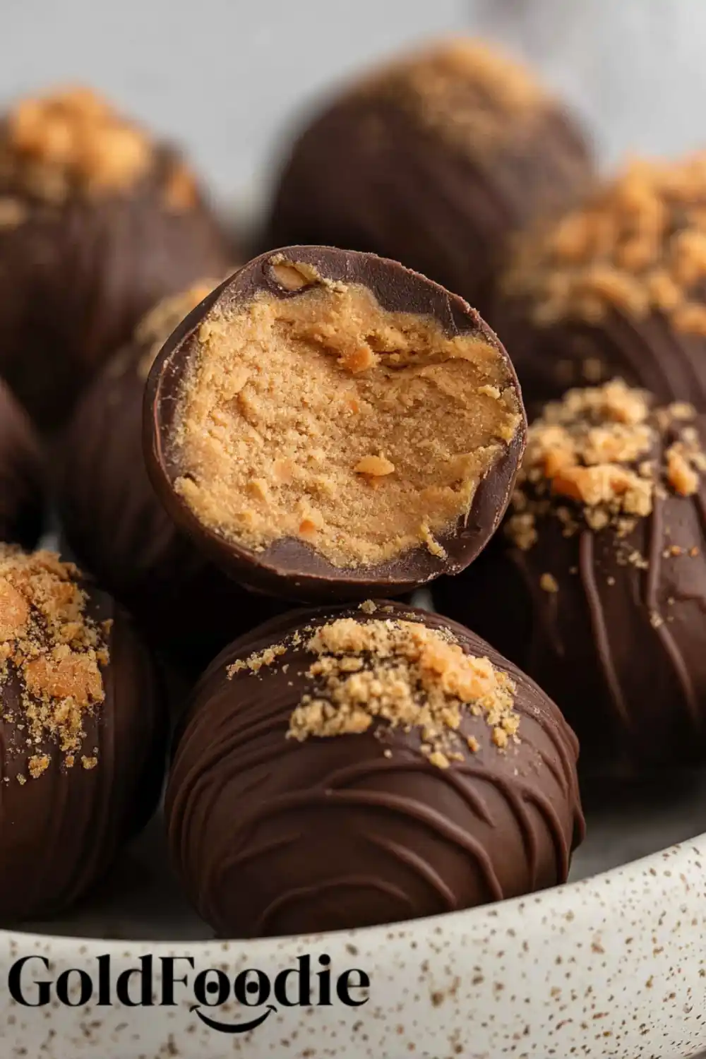 Cross-Section of Creamy Peanut Butter Chocolate Truffle Creamy Peanut Butter Chocolate Truffle