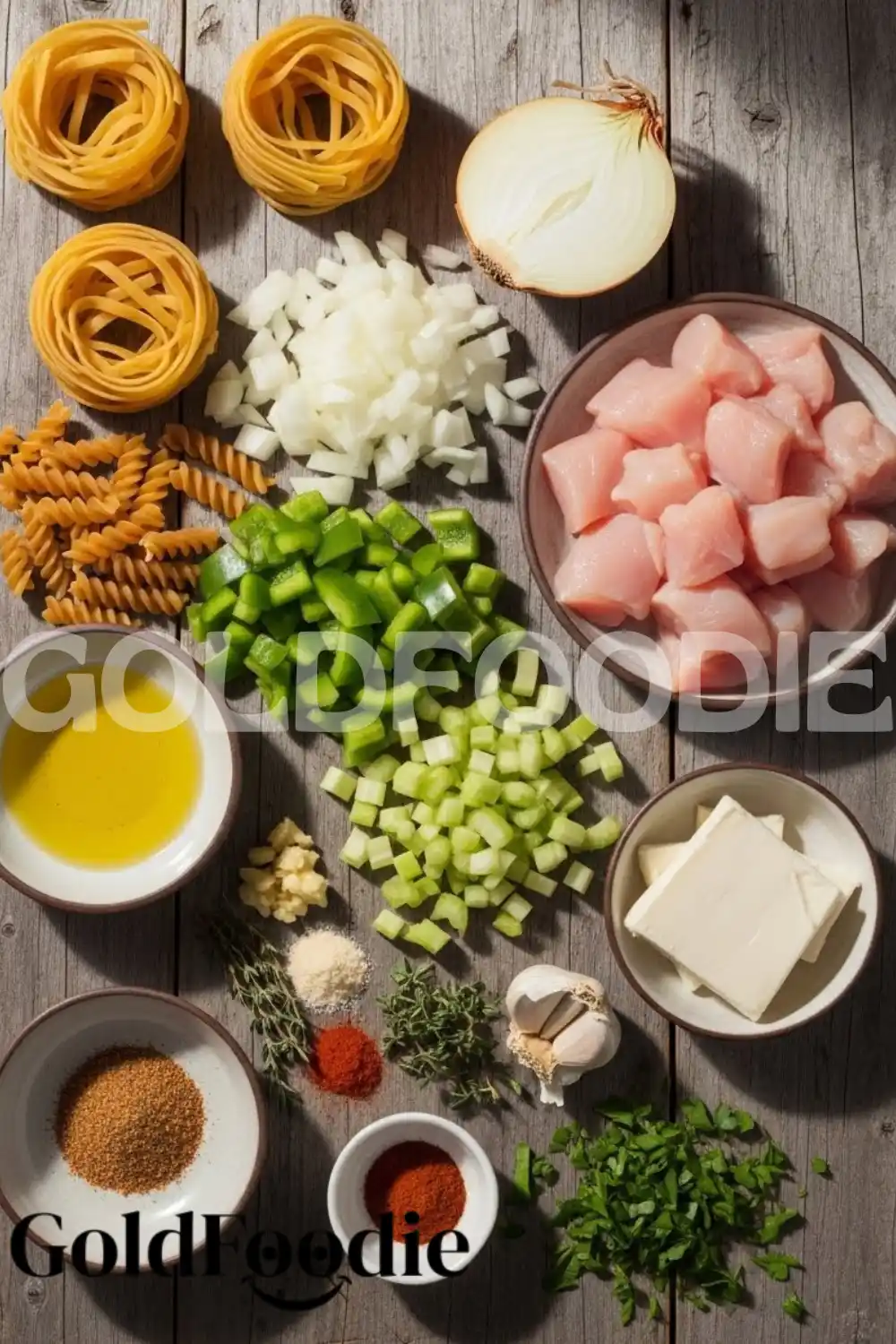 Fresh Ingredients for Cajun Chicken Pasta Soup Fresh Ingredients for Cajun Chicken Pasta Soup