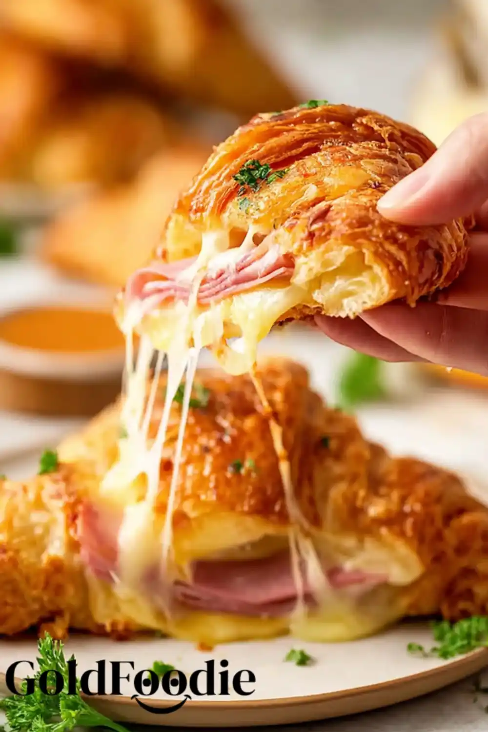 Gooey Cheesy Ham and Cheese Croissant Pull Gooey Cheesy Ham and Cheese Croissant Pull