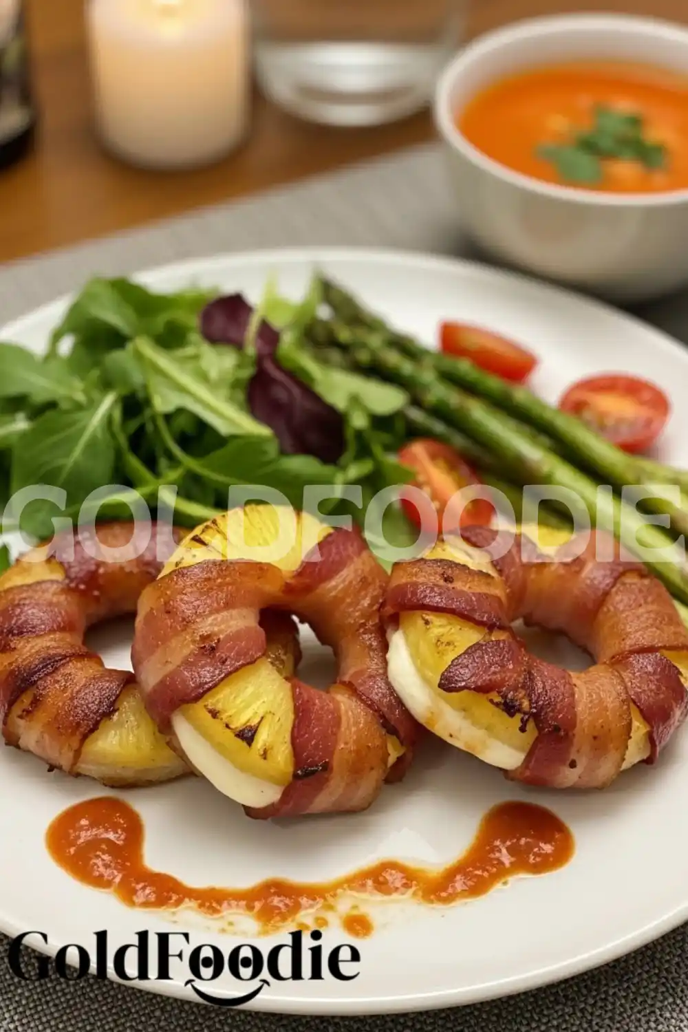 Gourmet Bacon Wrapped Pineapple Rings Presentation