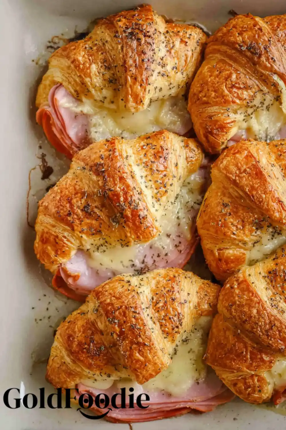Ham and Cheese Croissants in a Baking Dish Baked Ham and Cheese Croissants