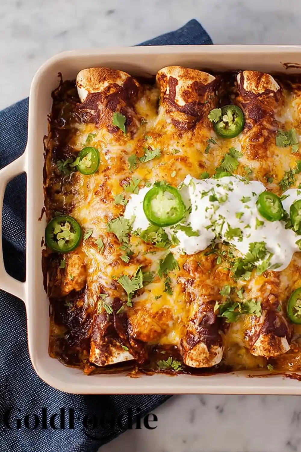 Hearty Cheesy Chicken and Chile Enchiladas