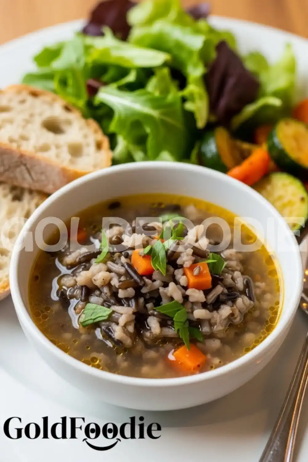 Hearty Wild Rice Soup Bowl with Garnish