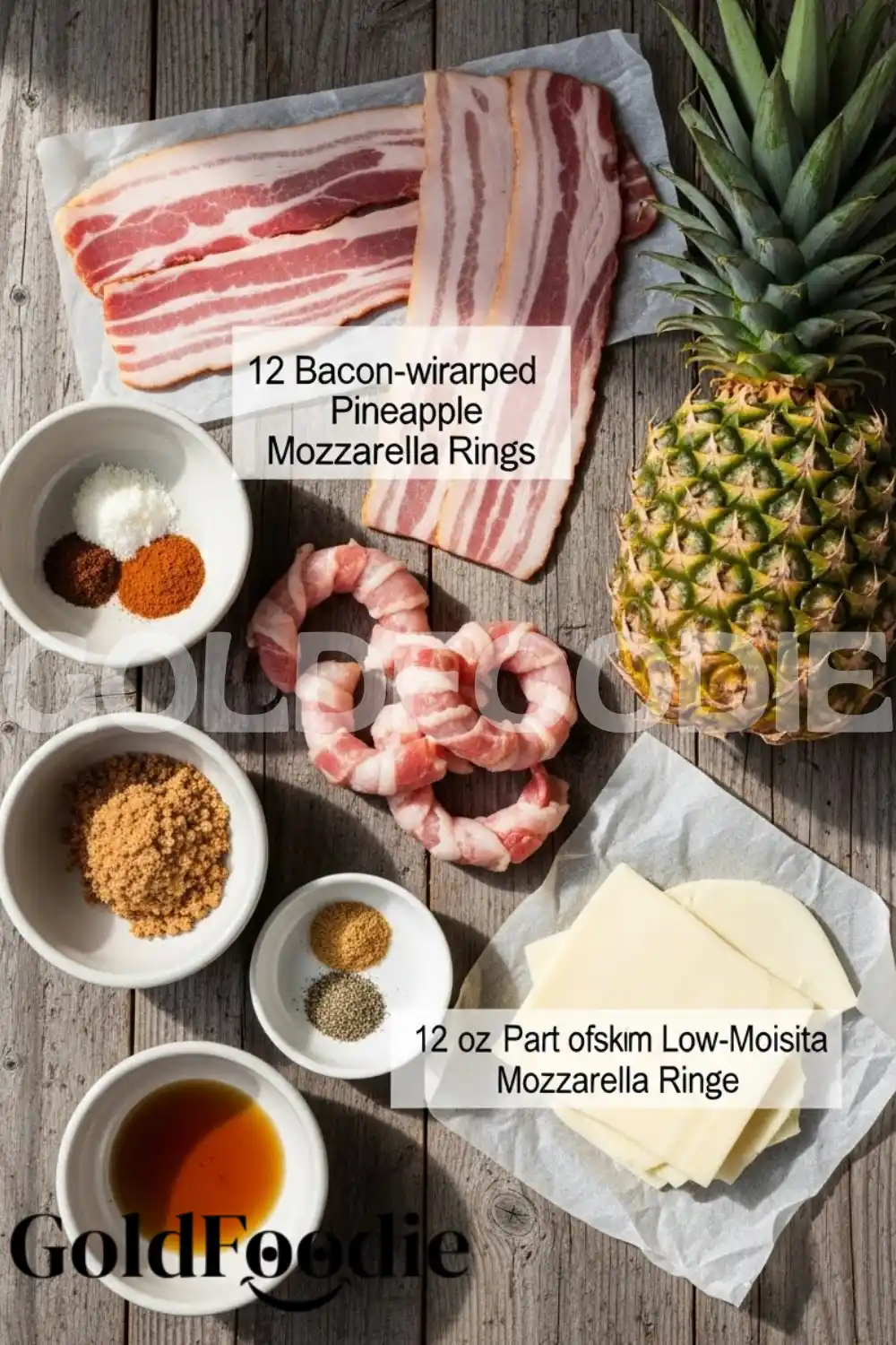 Ingredients for Bacon Pineapple Mozzarella Rings