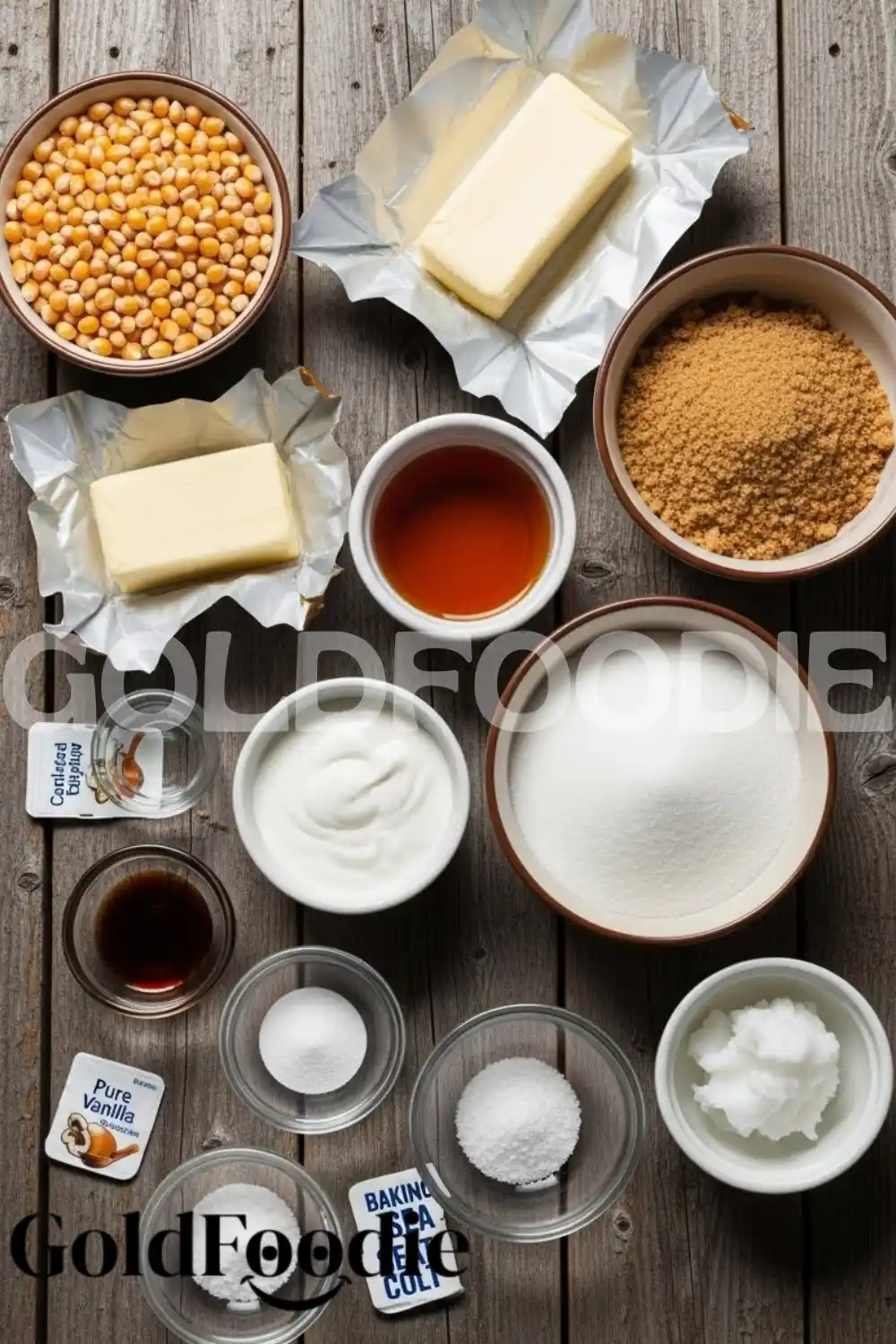 Ingredients for Homemade Salted Caramel Popcorn Ingredients for Homemade Salted Caramel Popcorn
