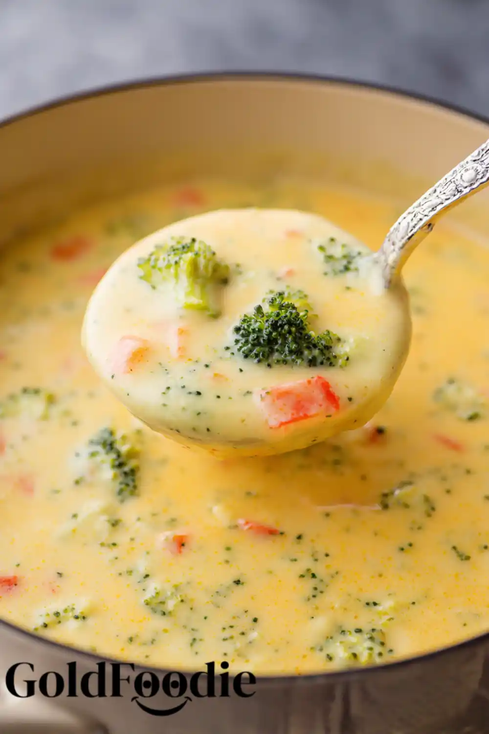 Ladle of Broccoli Potato Cheese Soup