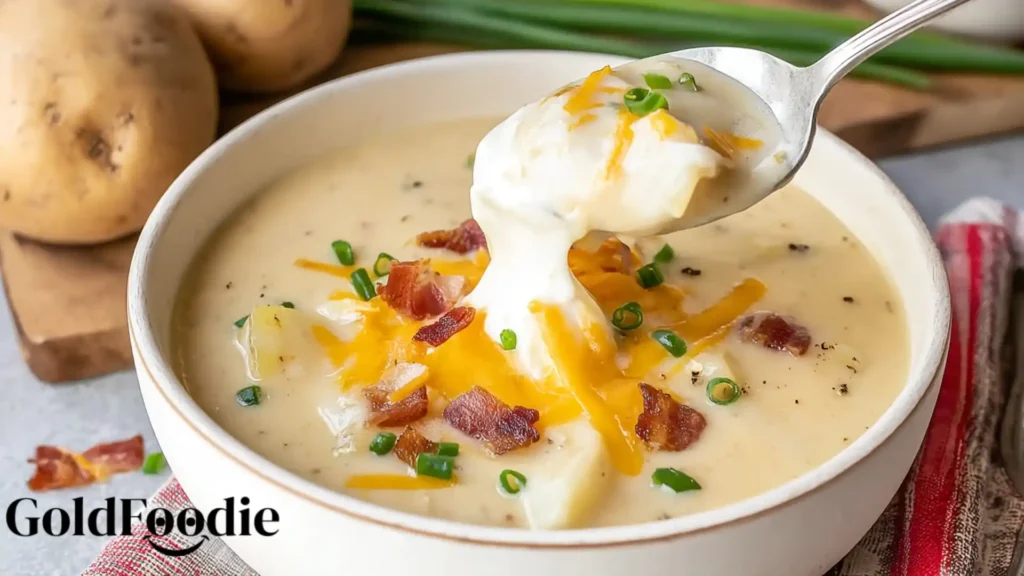 Loaded Baked Potato Soup with Cheddar and Bacon
