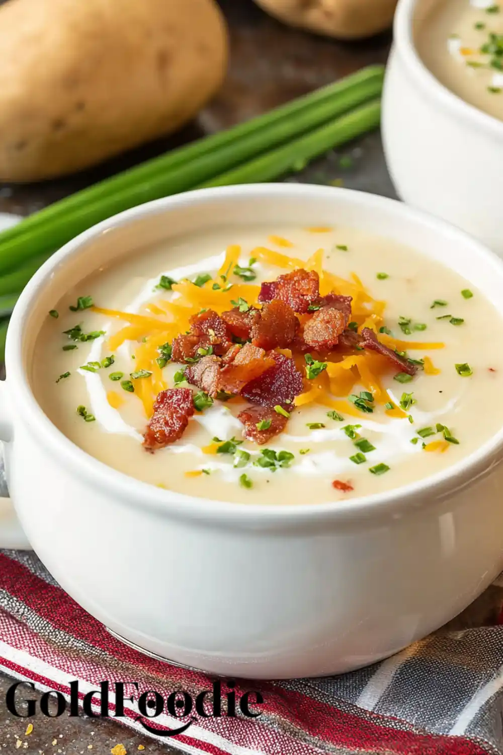 Loaded Potato Soup with Sour Cream Swirl Loaded Potato Soup with Sour Cream Swirl