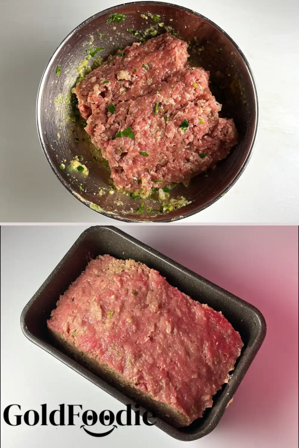 Meatloaf Mixture Prep in Bowl Meatloaf Mixture Prep