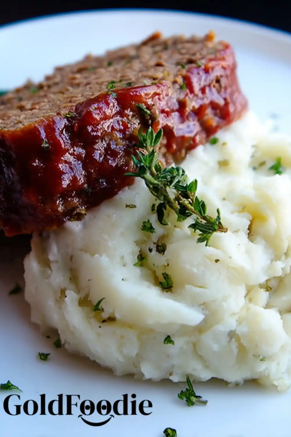 Meatloaf and Mashed Potatoes Plated Meatloaf with Mashed Potatoes