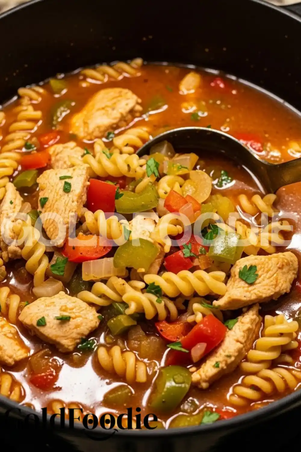 One-Pot Cajun Chicken Pasta Soup Simmering One-Pot Cajun Chicken Pasta Soup Simmering