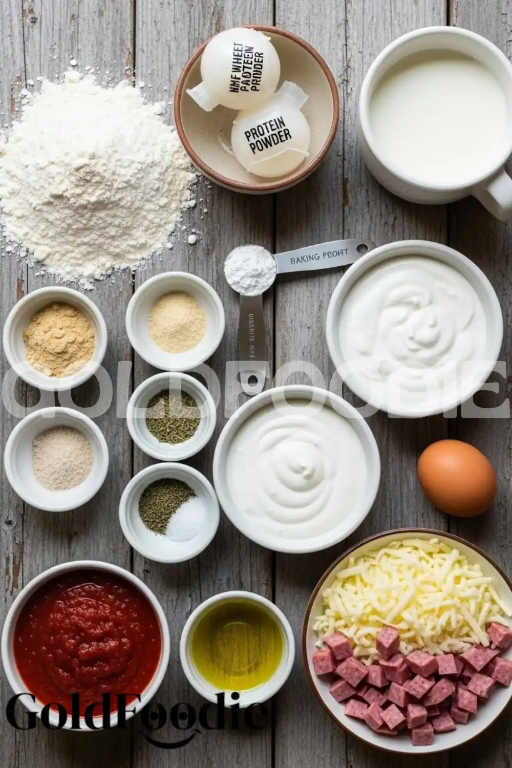 Pizza Doughnut Ingredients Flat Lay