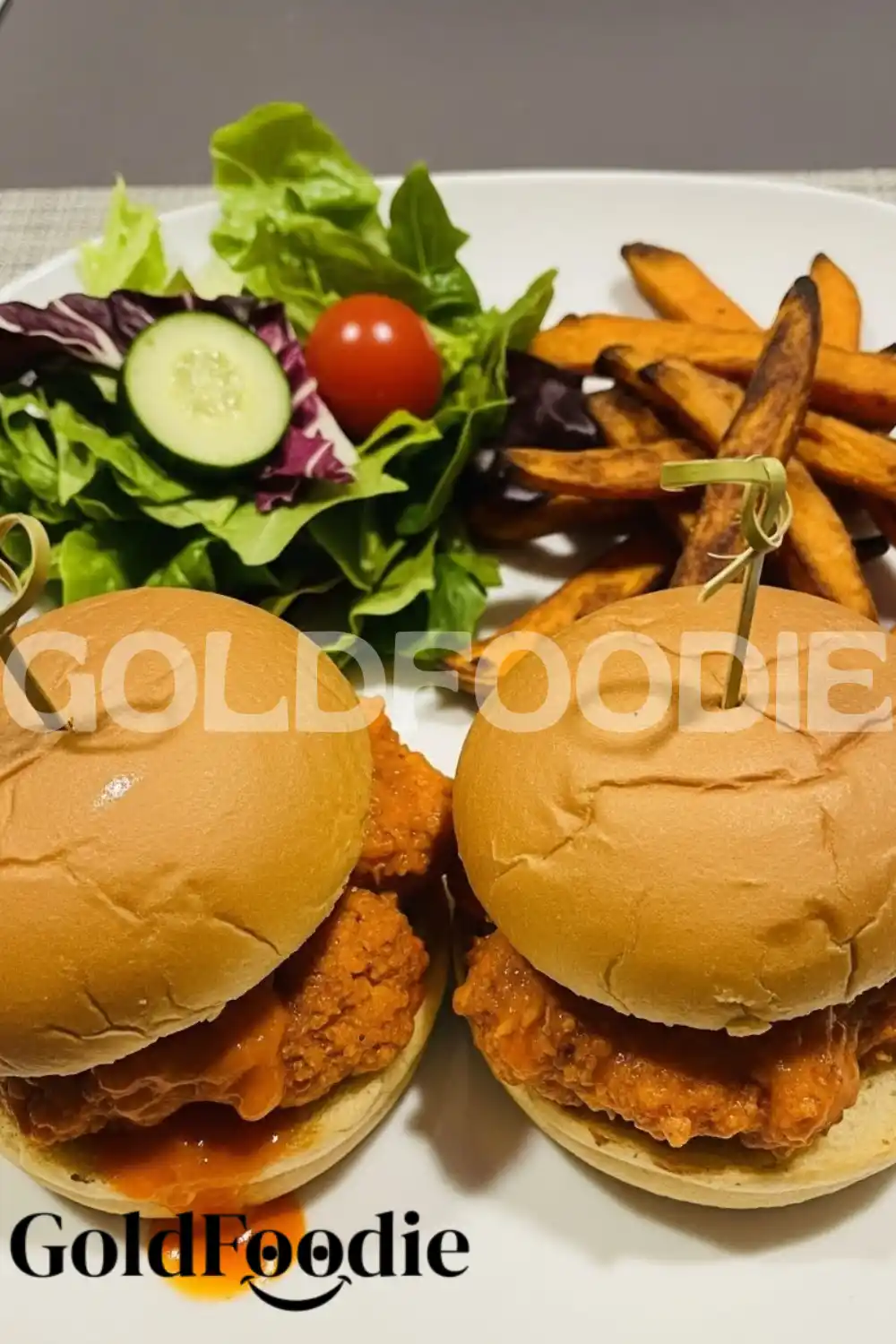 Plated Buffalo Chicken Sliders and Side Salad Plated Buffalo Chicken Sliders and Side Salad