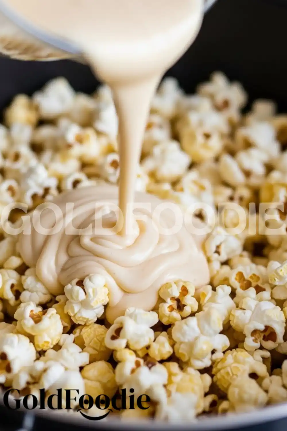 Pouring Velvety Cream Sauce over Popcorn