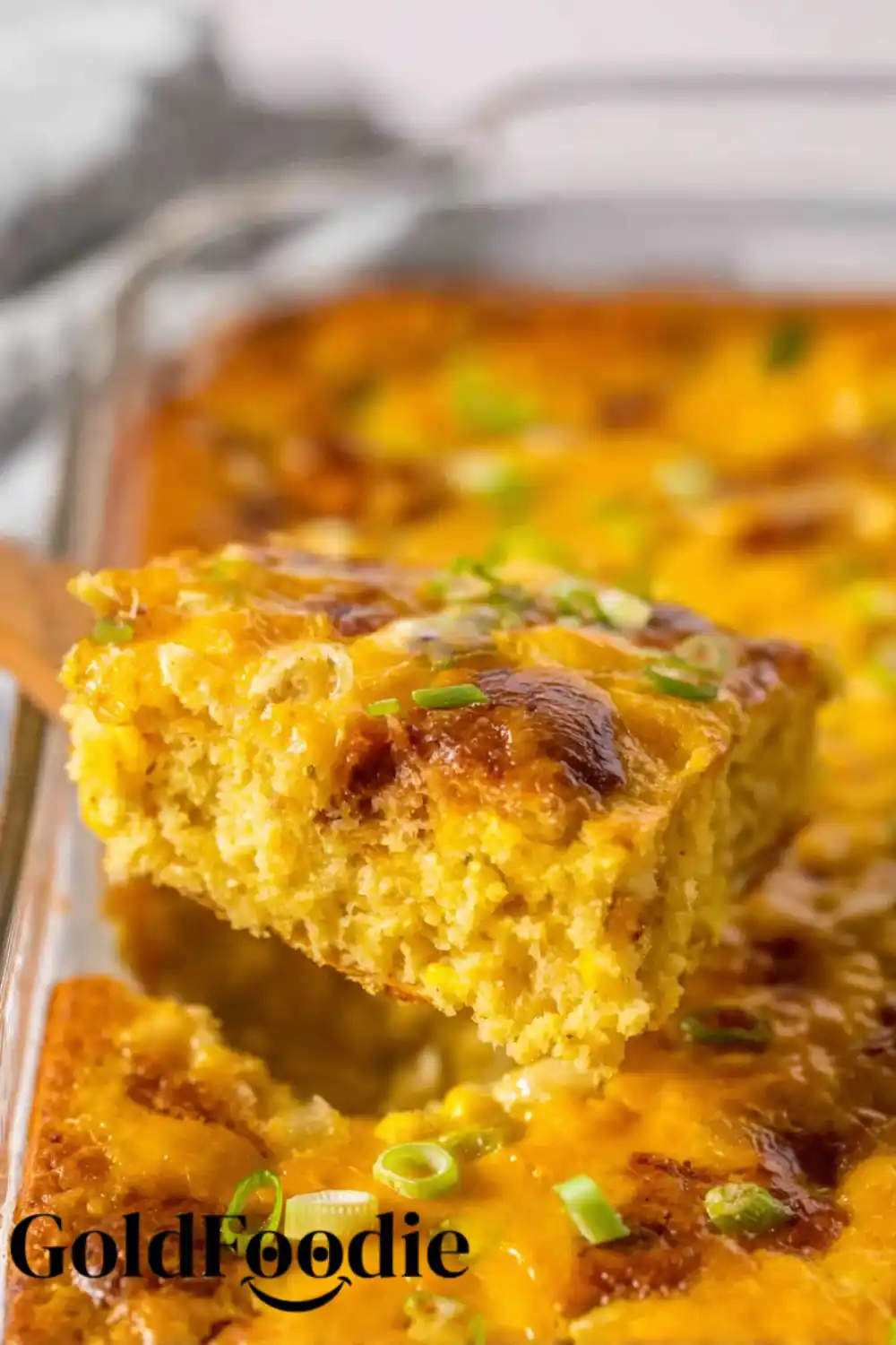 Serving Loaded Cornbread Casserole Serving Loaded Cornbread Casserole