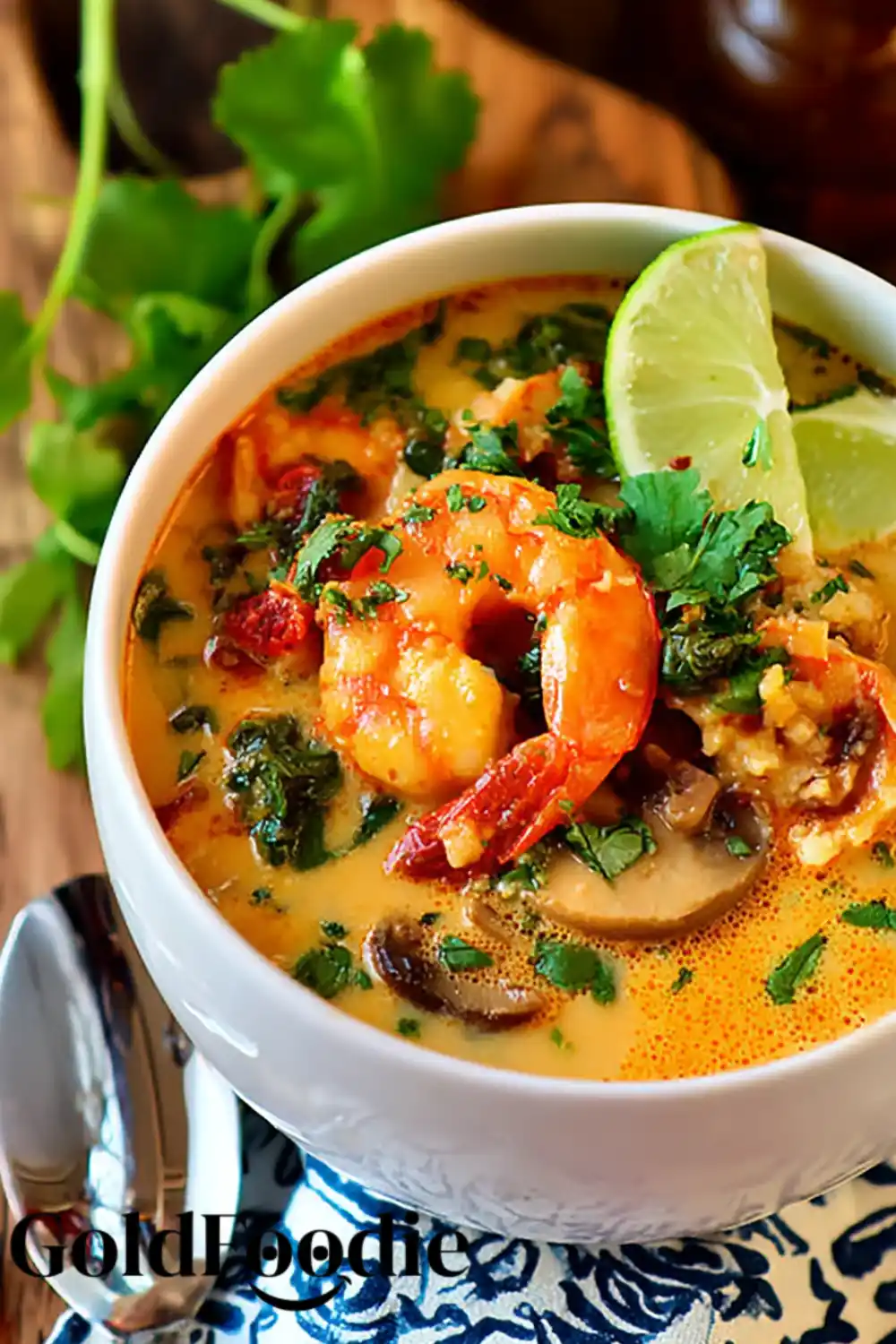 Shrimp and Mushrooms Cooking in Soup thai soup shrimp