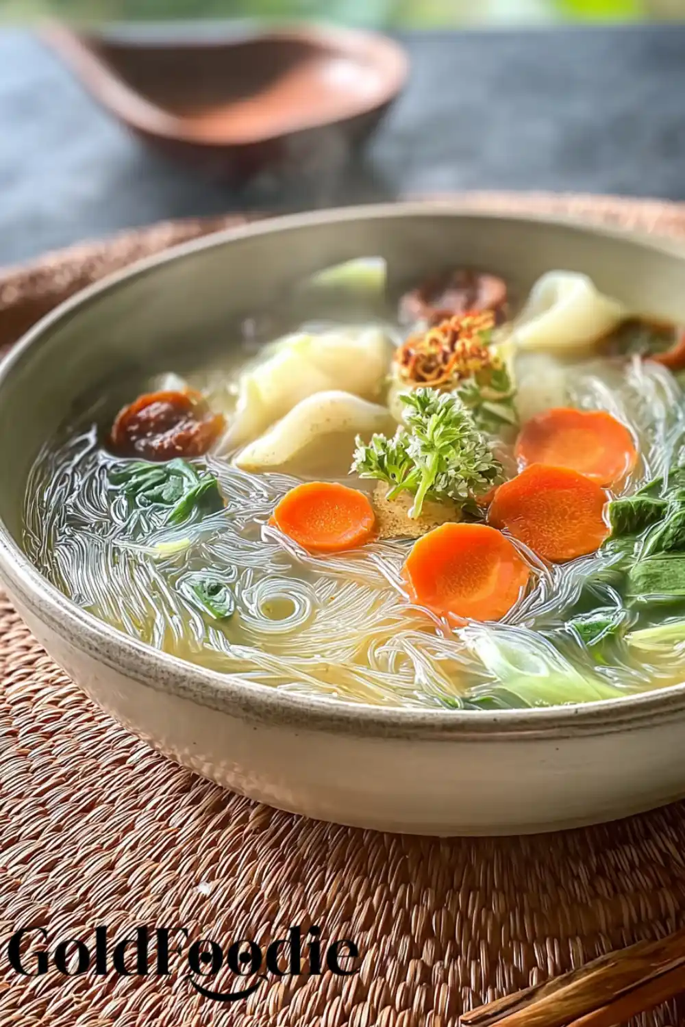 Side View of Tom Jued Noodle Soup Side View of Tom Jued Noodle Soup