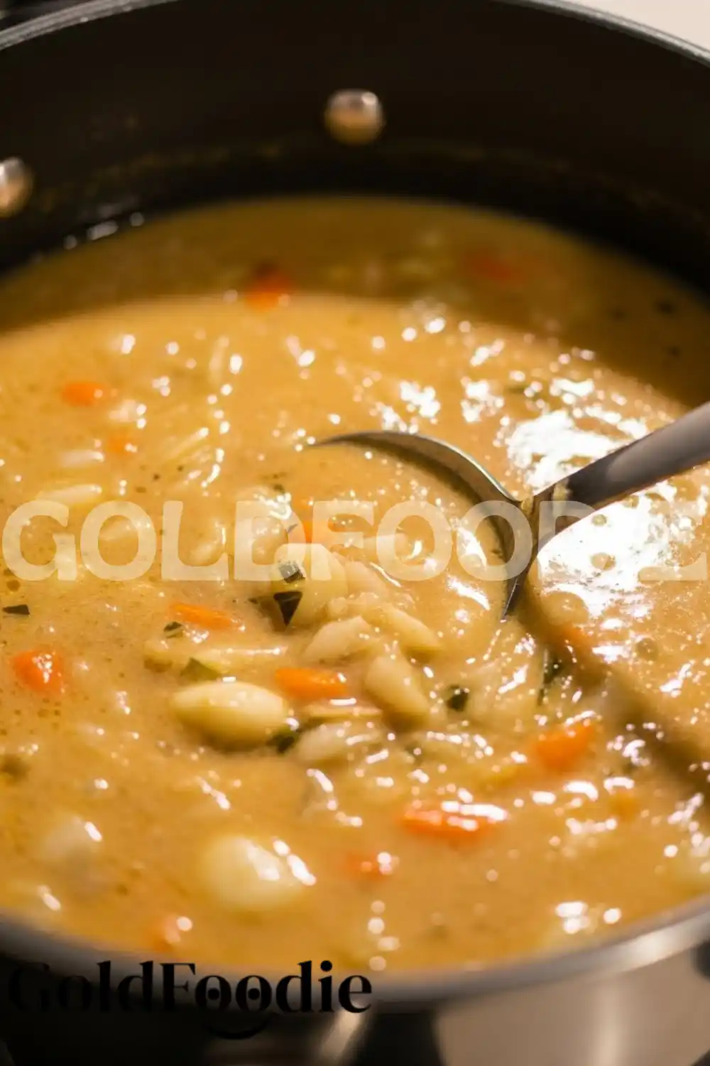 Simmering Garlic Soup in Pot Simmering Garlic Soup in Pot